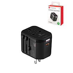 PowerPeak Universal Power Adapter with USB-C & USB-A Ports (30W) - BLACK (Only Ground Shipping)