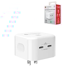 PowerPeak Dual USB-C PD Wall Power Adapter - WHITE (35W) (Only Ground Shipping)