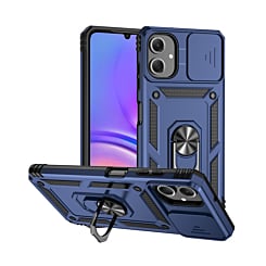 Dual Layers Hybrid Case with Metal Ring And Camera Protector - NAVY BLUE for Galaxy A07 (Only Ground Shipping)