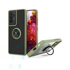 Galaxy A32 5G Hard PC Rear / Soft TPU Colorful Border Case with I - ring Holder - GREEN (Only Ground Shipping)