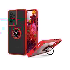 Galaxy A32 5G Hard PC Rear / Soft TPU Colorful Border Case with I - ring Holder - RED (Only Ground Shipping)