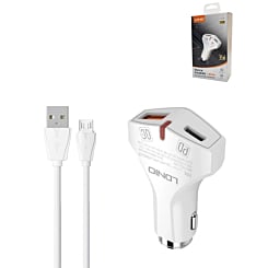 LDNIO C60P PD QC3.0 Dual USB A+C Car Charger with USB A-M Cable (3ft) (36W) (Only Ground Shipping)