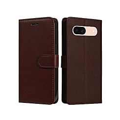 Google Pixel 8A Leather Wallet Case with Card Slot - BROWN (Only Ground Shipping)
