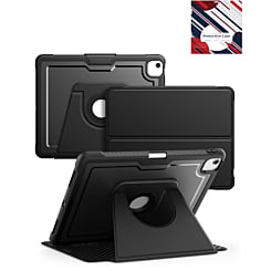 Magnetic Leather Case with Rotating Stand & Pen Holder - BLACK for iPad Air 13 (2024/2025) / Air 6 / Pro 12.9 (3rd / 4th / 5th / 6th) (Only Ground Shipping)