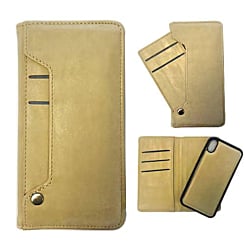 Genuine Leather Magnetic Wallet Case with Credit Card Slot - GOLD for iPhone 8P / 7P / 6SP / 6P (Only Ground Shipping)