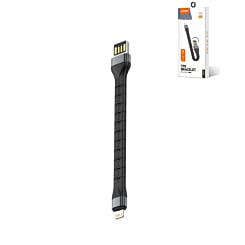 LDNIO LS50 USB A-L Non-MFI TPE Bracelet Charging Cable (BLACK) (0.5ft) (12W) (Only Ground Shipping)