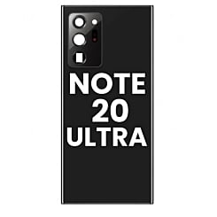Stock up on the back glass with camera lens and adhesive for Galaxy Note 20 Ultra in Mystic Black.

