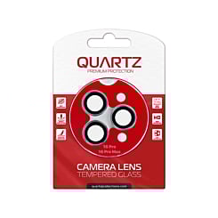 Grab wholesale deals on the Quartz HD Tempered Glass with Metal Ring in Gray for iPhone 16 Pro and 16 Pro Max Back Camera.