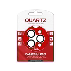 QUARTZ HD Tempered Glass with Metal Ring for iPhone 17 Pro / 17 Pro Max Back Camera (BLACK & SILVER)