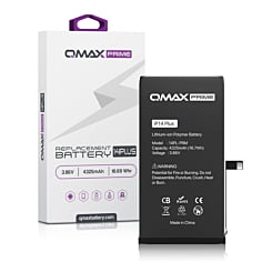 Order the QMAX Prime replacement battery for the iPhone 14 Plus — 4325 mAh, spot weld not required.