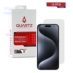 Buy the QUARTZ clear tempered glass for iPhone 16 in a pack of 10.