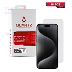 Order the QUARTZ Clear Tempered Glass for iPhone 16 Pro, pack of 10.