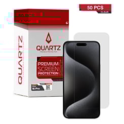 Purchase the QUARTZ Clear Tempered Glass for iPhone 16 Pro, pack of 50.