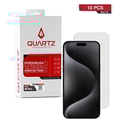 Stock up on the QUARTZ Matte Tempered Glass for iPhone 16 Pro, pack of 10.