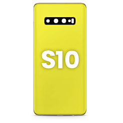Stock up on the back glass with camera lens and adhesive for Galaxy S10 in Canary Yellow.