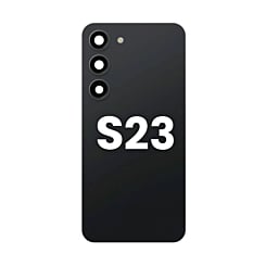 Buy the back glass with camera lens and adhesive for Galaxy S23 in phantom black.