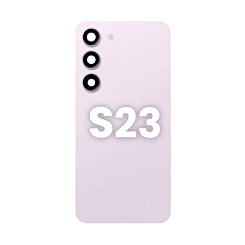 Grab wholesale deals on the back glass with camera lens and adhesive for Galaxy S23 in lavender.
