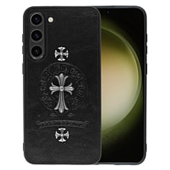 Galaxy S23 Plus Leather Case with Metal Ornaments - CROSS (Only Ground Shipping)