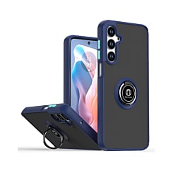 Hard PC Rear / Soft TPU Colorful Border Case with I - ring Holder - NAVY BLUE Galaxy S25 FE (Only Ground Shipping)