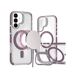 Thin Magnetic Clear Case with Camera Stand Kickstand - PURPLE for Galaxy S26 Plus (Only Ground Shipping)