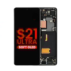Stock up on the OLED Assembly with Frame for Galaxy S21 Ultra 5G G998 in Phantom Black, Aftermarket OLED.