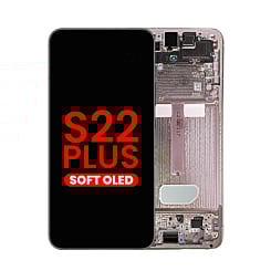 Order the OLED Assembly with Frame for the Galaxy S22 Plus S906 in Pink Gold, aftermarket OLED.
