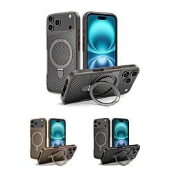 Carbon Fiber Magnetic Kickstand CasE for iPhone 17 Pro (Only Ground Shipping)