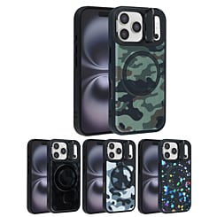Camo Design Thin Magnetic Case with Camera Stand Kickstand for iPhone 17 Pro (Only Ground Shipping)