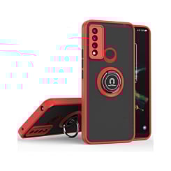 Hard PC Rear / Soft TPU Colorful Border Case with I-ring Holder - RED for TCL 30 XE (Only Ground Shipping)