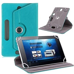Universal 7"  360 Degree Rotating Leather Swivel Stand Case- LIGHT BLUE (Only Ground Shipping)