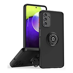 Galaxy A03s Hard PC Rear / Soft TPU Colorful Border Case with I-ring Holder - BLACK (Only Ground Shipping)