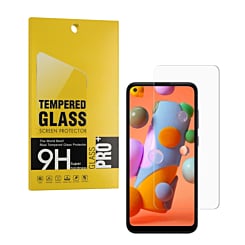 Buy the Clear Tempered Glass for Galaxy A11 A115 Case Friendly 2.5D one piece.
