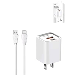 LDNIO A2318M QC3.0+PD SB A+C Wall Charger USB C-Lightning MFI Cable (3ft) (20W) (Only Ground Shipping)