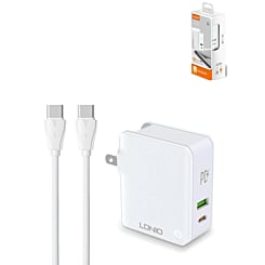 LDNIO A4403C USB A+C Wall Charger with USB C-C Cable (3ft) (20W) (Only Ground Shipping)