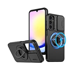 Ring Stand Case & Camera Lens Sliding Cover - BLACK for Galaxy A55 5G (Only Ground Shipping)