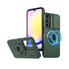 Ring Stand Case & Camera Lens Sliding Cover - DARK GREEN for Galaxy A55 5G (Only Ground Shipping)