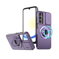 Ring Stand Case & Camera Lens Sliding Cover - PURPLE for Galaxy A55 5G (Only Ground Shipping)