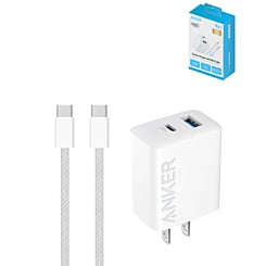 Anker 323 USB-C Wall Adapter with USB C-C Cable (6ft) (20W) (WHITE) (Only Ground Shipping)