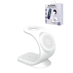 Brookstone (3in1) Curved Wireless Charging Station (15W) - WHITE (Only Ground Shipping)