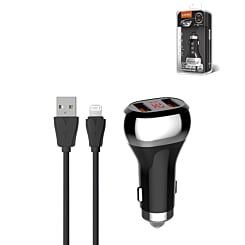 LDNIO C2 Dual USB-A Car Charger with USB A-L Non-MFI Charging Cable (3ft) (36W) (Only Ground Shipping)