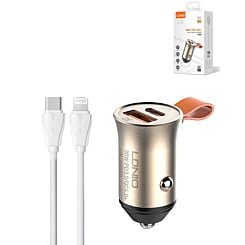 LDNIO C509Q PD QC4.0 Dual USB A+C Car Charger with USB C-L Non-MFI Cable (3ft) (18W) (Only Ground Shipping)