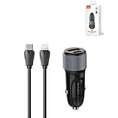 LDNIO C510Q PD QC3.0 Dual USB A+C Car Charger with USB C-L Non-MFI Cable (3ft) (36W) (Only Ground Shipping)