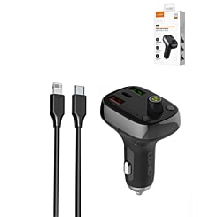 LDNIO C704Q Bluetooth 5.0 FM with 2X USB A+C Car Charger with USB A-L Non-MFI Cable (3ft) (33W) (Only Ground Shipping)