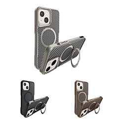 Carbon Fiber Magnetic Kickstand Case for iPhone 15 (Only Ground Shipping)