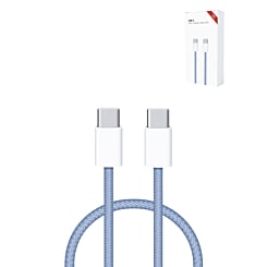 Grab wholesale deals on the 3 ft 60W USB-C to USB-C fast charging cable for iPhone 16, iPhone 15, and iPad series in blue.