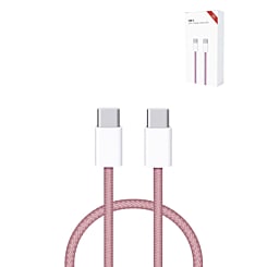 Buy the 3 ft 60W USB-C to USB-C fast charging cable for iPhone 16, iPhone 15, and iPad series in pink.