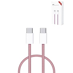 Buy the 3 ft 60W USB-C to USB-C fast charging cable for iPhone 16, iPhone 15, and iPad series in pink.