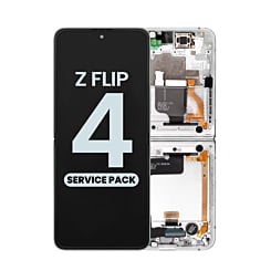 OLED Assembly with Frame for Galaxy Z Flip 4 F721 (SILVER WHITE) (US and International) (Service Pack)