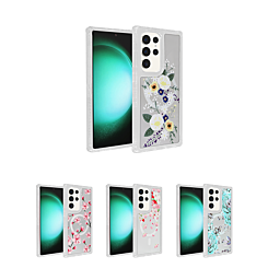 Flower Design Transparent Case with Wireless Charger for Galaxy S22 Ultra (Only Ground Shipping)