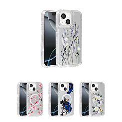 Flower Design Transparent Case with Wireless Charger for iPhone 15 (Only Ground Shipping)